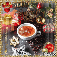Good Morning. Merry Christmas. Coffee - GIF animé gratuit