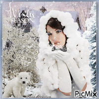 Concours : Femme en hiver avec un chapeau blanc GIF animé