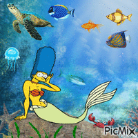 Marge and fish friends GIF animé