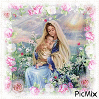 Mary with Jesus анимированный гифка