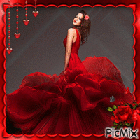 La del vestido rojo..!! - Nemokamas animacinis gif