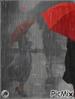 Tres paragüas rojos y un diluvio Animated GIF
