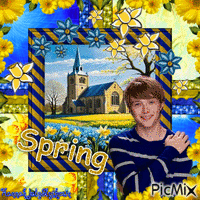 {☼}Spring with Blue and Yellow Flowers{☼} GIF animé