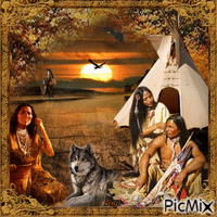 Amerindian family... GIF animé
