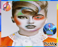 femme visage couleurs charme deco κινούμενο GIF