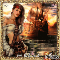émilie femme pirate - Бесплатный анимированный гифка