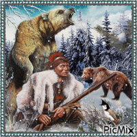 Indianer im Winter unter den Bären