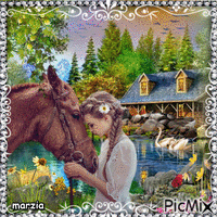 Martine et le cheval Animated GIF