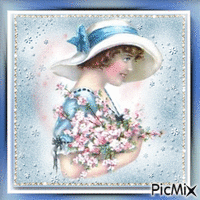 Blumenmädchen, Vintage animēts GIF