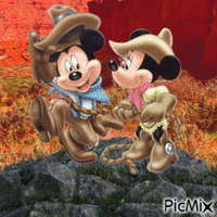 Mickey and Minnie Western (my 3,180th PicMix) - GIF animate gratis