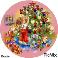 Merry Christmas Child Hanging Ornaments Animated GIF