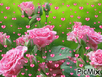 Сердечки и цветы - GIF animé gratuit
