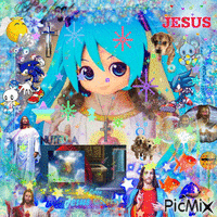 simply having a wonderful miku jesus and sonic time アニメーションGIF