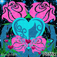 Hands holding heart and roses - GIF animasi gratis