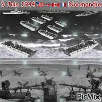 Débarquement en Normandie le 6 juin 1944 анимированный гифка