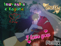 abbraccio tra inuyasha e kagome - Безплатен анимиран GIF