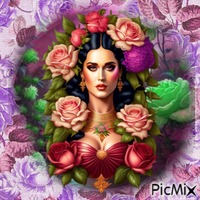 Belle femme parmi les roses. - gratis png