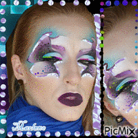 Portrait Woman Face Deco Glamour Glitter Animated GIF