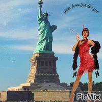 Concours : Femme en rouge à New York - Vintage - GIF animé gratuit