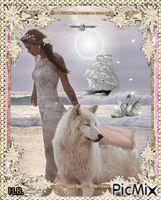 Lana with her wolf. - GIF animé gratuit