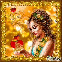 Valentinskarte in goldener Farbe - GIF animé gratuit