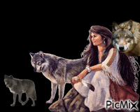Les loups et la femme - Gratis geanimeerde GIF