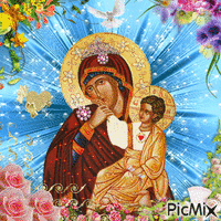 Maria e menino Jesus animowany gif