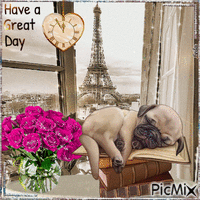 Have a Great Day. Dog, Paris - Δωρεάν κινούμενο GIF