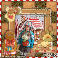[#]Merry Christmas with Gingerbread Woman[#] animoitu GIF