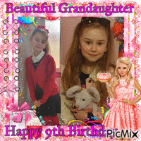 Happy 9th Birthday - Grandaughter Gif Animado
