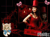 une femme en rouge анимированный гифка
