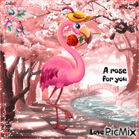 A rose for you. Love you. Bird. Spring - GIF animado gratis