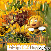 bees and flowers - GIF animé gratuit