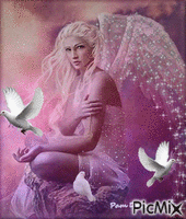 Angel with Doves - GIF animate gratis