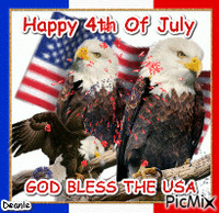 HAPPY 4TH OF JULY EAGLES & FLAG - Gratis geanimeerde GIF