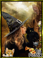 A beautiful little witch GIF animé