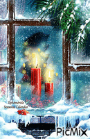 Fenêtre givrée et bougies Frosted  Window and candles - Бесплатный анимированный гифка