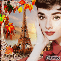 Audrey Hepburn im Herbst in Paris
