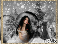 Femme dans la neige GIF animado