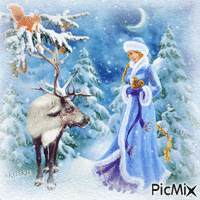 Волшебный зимний лес - Zdarma animovaný GIF