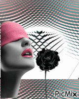 une femme et une rose animált GIF
