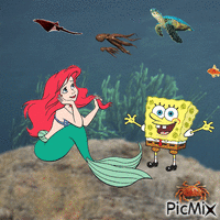 Ariel and Spongebob - GIF animé gratuit