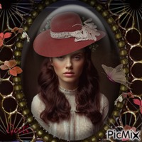 Girl in a hat 动画 GIF