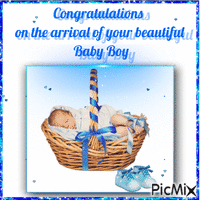 Congratulations for baby boy - GIF animé gratuit