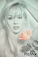 femme a la rose animovaný GIF