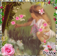 Girl in the garden, for competition - Безплатен анимиран GIF