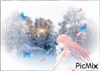 fille perdue dans la neige - GIF animé gratuit
