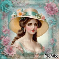 Femme vintage, printemps, pastel. - GIF animado gratis