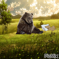Уставший медвежонок - GIF เคลื่อนไหวฟรี
