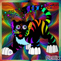 rainbow tiger animovaný GIF